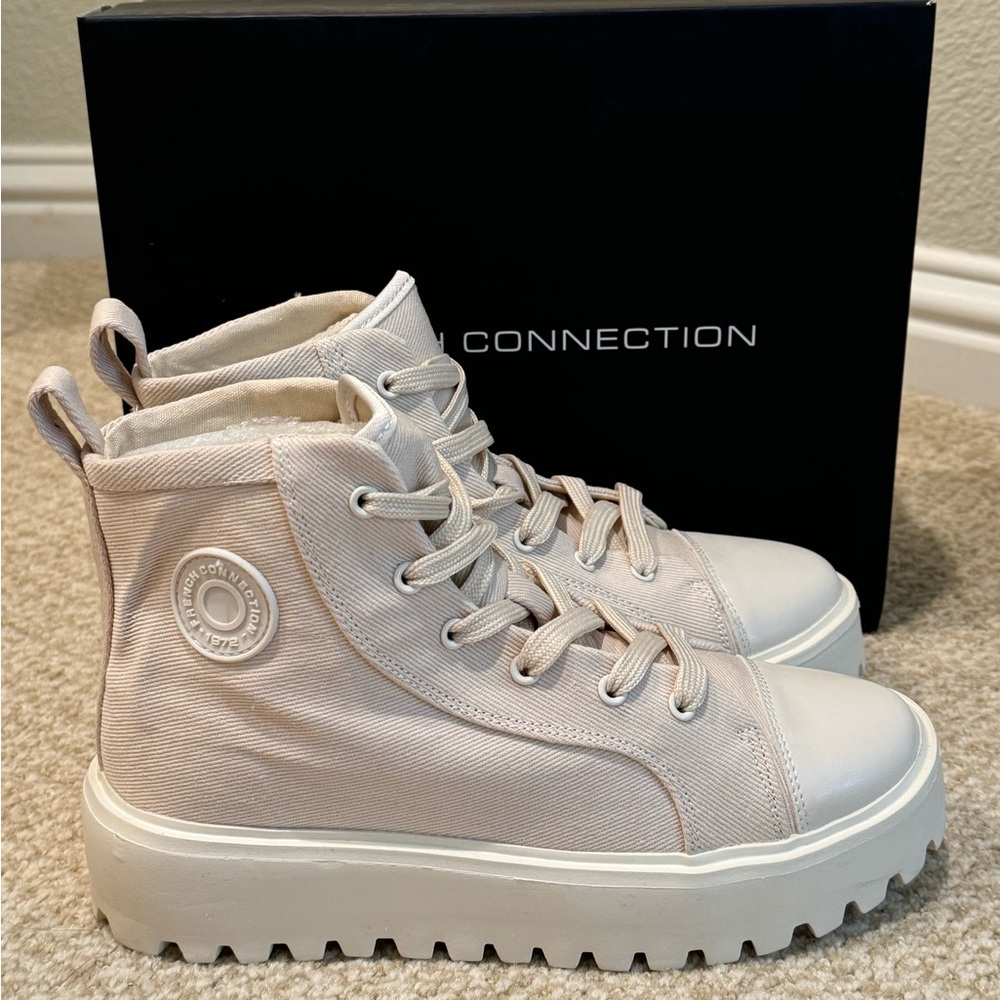 French Connection Women's Angel High Top Lace-up Lug Sole Platform Sneakers